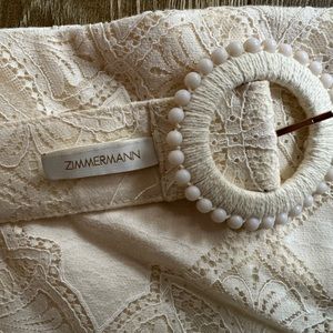 Zimmerman cropped flare lace detail pants with matching belt, size 3